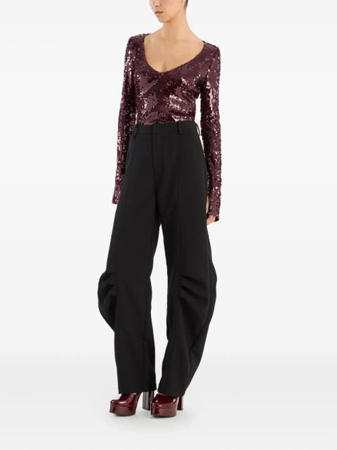 ROTATE BIRGER CHRISTENSEN sequin-embellishment V-neck top - Red - zdjęcie produktu nr 2