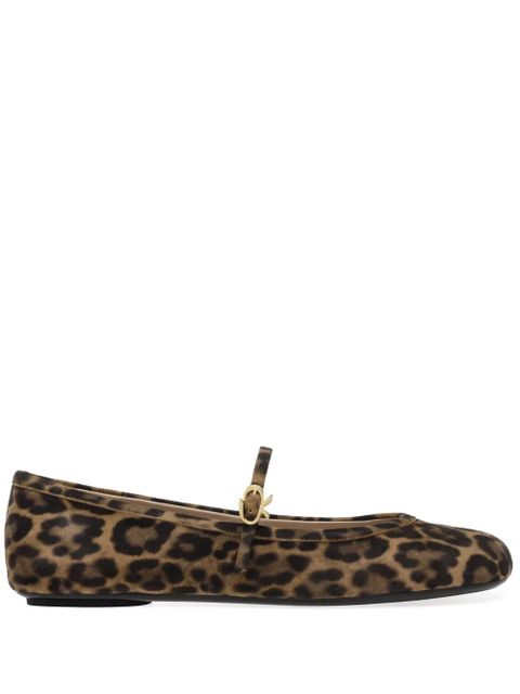 Gianvito Rossi Carla leopard-pattern ballerina shoes - Brown - zdjęcie produktu nr 1