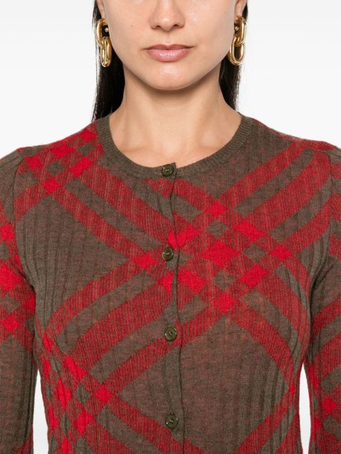 Burberry checked cardigan - Red