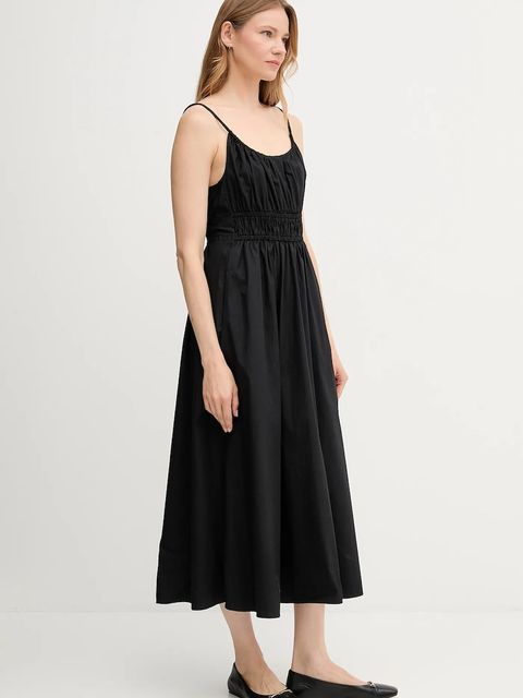 Tommy Hilfiger sukienka bawełniana kolor czarny midi rozkloszowana WW0WW45800 - zdjęcie produktu nr 2