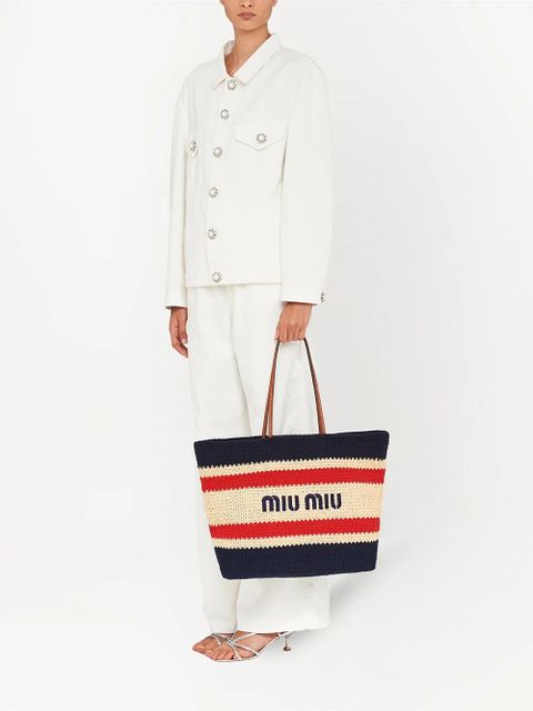 Miu Miu logo-print tote bag - Neutrals