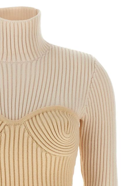 Jean Paul Gaultier ribbed corset sweater - White