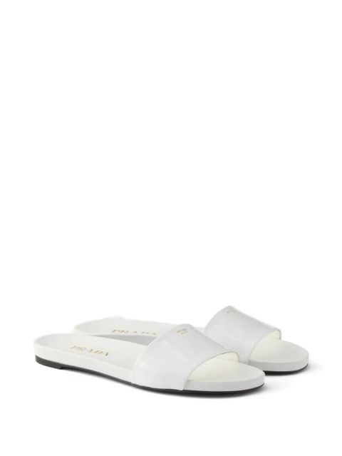 Prada leather slides - White