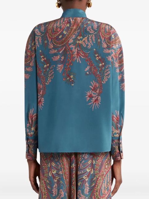 ETRO paisley-print tie-neck blouse - Blue