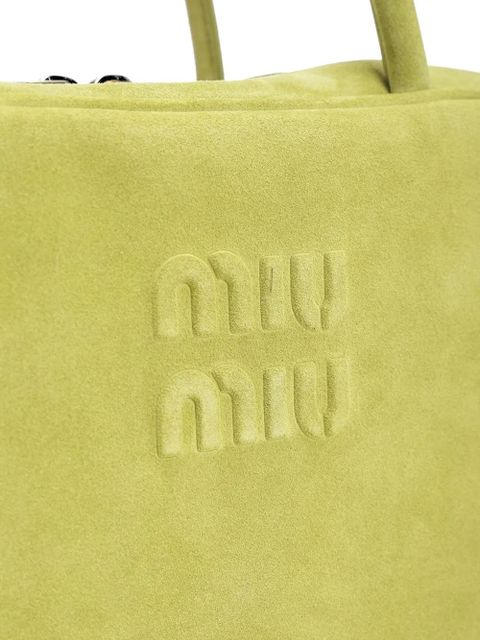 Miu Miu Beau embossed-logo tote bag - Green
