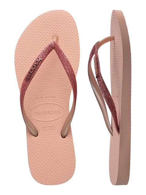 Havaianas japonki SLIM GLITTER II damskie kolor różowy na płaskim obcasie 4146975.9898