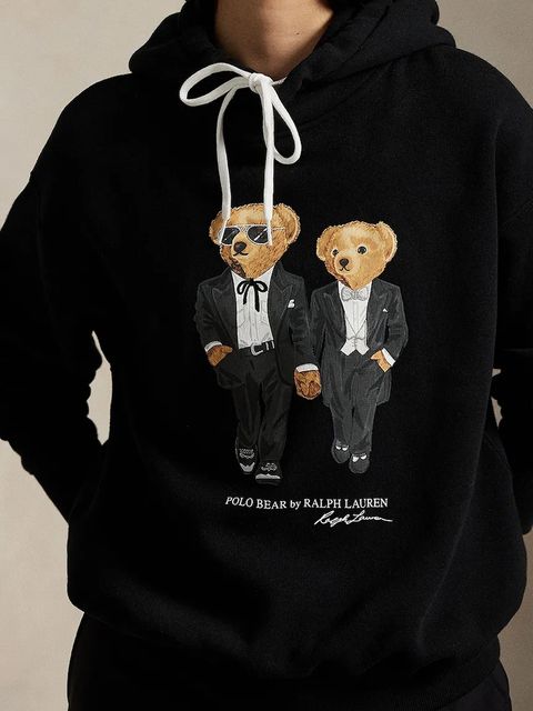 Polo Ralph Lauren bluza damska kolor czarny z kapturem z nadrukiem 211A87106 - zdjęcie produktu nr 2