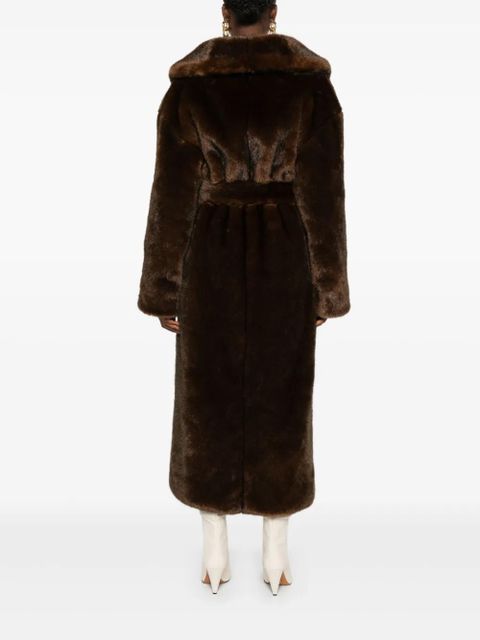 Nanushka shawl-collar belted coat - Brown