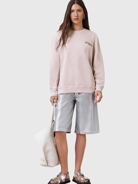 AllSaints bluza bawełniana SOLEIL damska kolor szary z nadrukiem W222JC