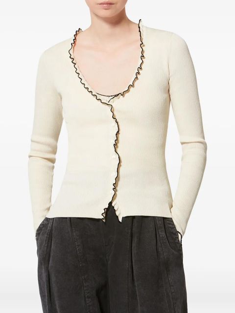 ISABEL MARANT x Izae ruffled trim cardigan - Neutrals - zdjęcie produktu nr 2