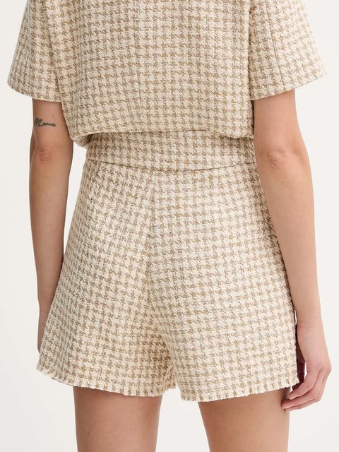 Morgan szorty damskie kolor beżowy wzorzyste high waist SHAV.F