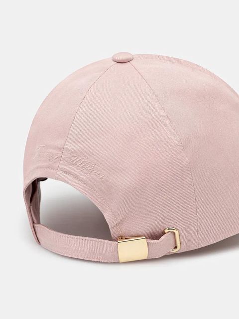 Tommy Hilfiger czapka z daszkiem bawełniana kolor różowy gładka AW0AW17138