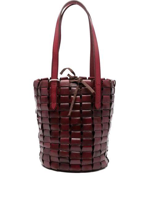 DRAGON DIFFUSION leather-woven bucket bag - Red