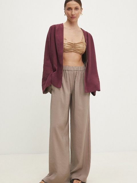 Answear Lab marynarka dwustronna kolor beżowy oversize gładka