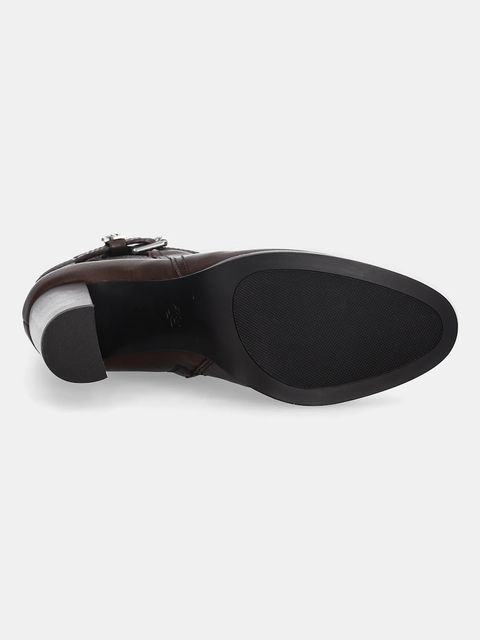 Lauren Ralph Lauren botki skórzane Brke Bt Hl 2 damskie kolor brązowy na słupku 802974475002