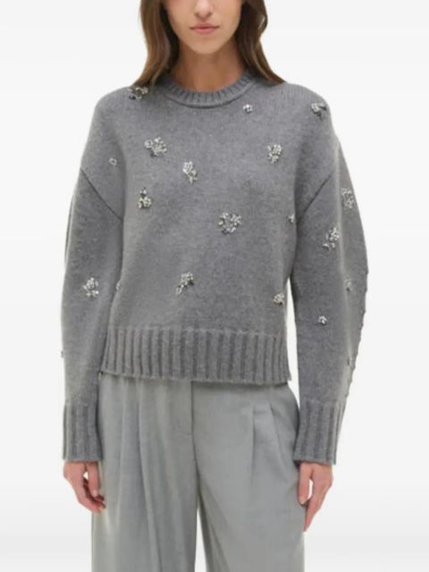 Simkhai crystal-embellished floral-motif sweater - Grey