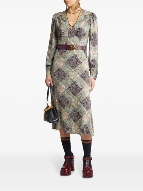 ETRO check print twill dress - Green