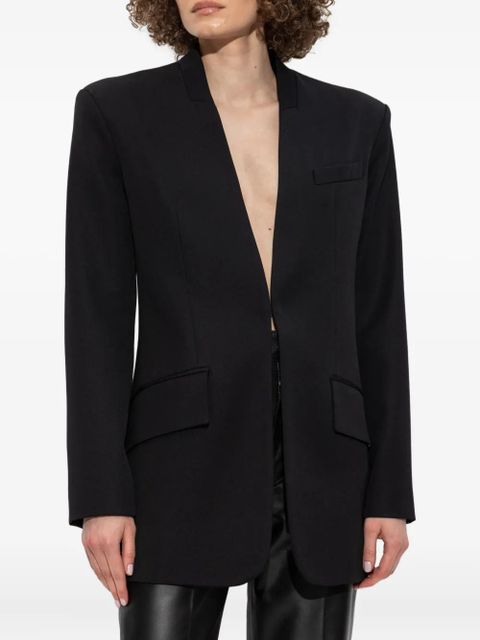 The Attico padded-shoulder wool blazer - Black