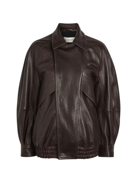 Nour Hammour raglan-sleeve leather jacket - Brown - zdjęcie produktu nr 1