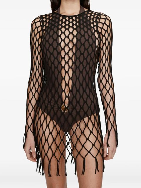 Christopher Esber knitted mesh mini dress - Brown