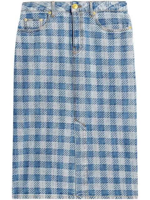 AMI Paris gingham denim pencil skirt - Blue - zdjęcie produktu nr 1