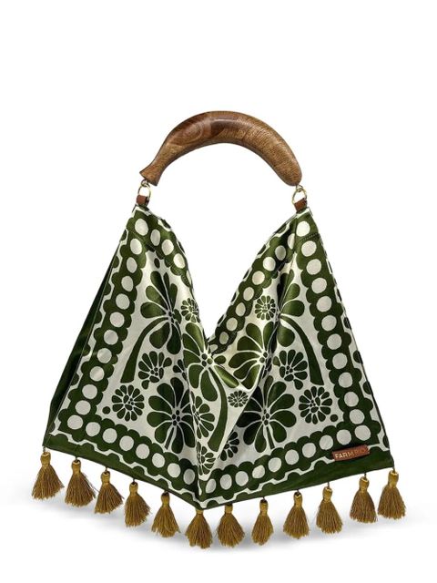 FARM Rio small jacquard-tassels floral-print tote bag - Green - zdjęcie produktu nr 1