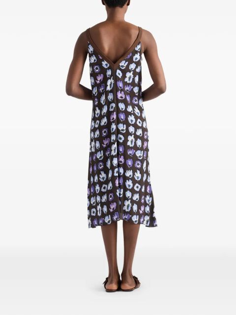 Prada floral-print marocain dress - Brown