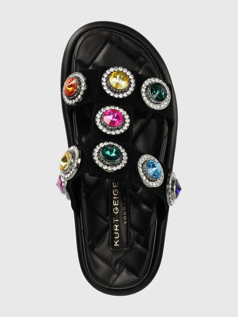 Kurt Geiger London klapki skórzane Orson damskie kolor czarny na platformie 9107100209