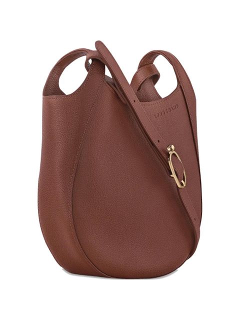 Longchamp small Le Foulonné grained-leather crossbody bag - Brown