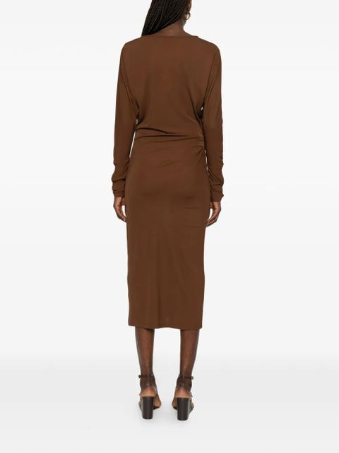 Max Mara ruched long-sleeve dress - Brown