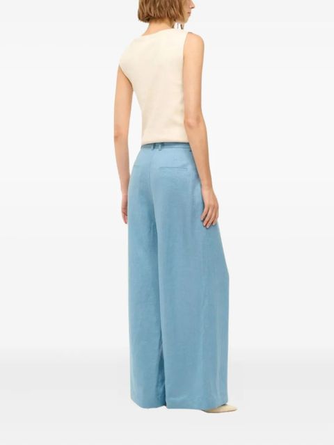 STAUD pleated linen pants - Blue