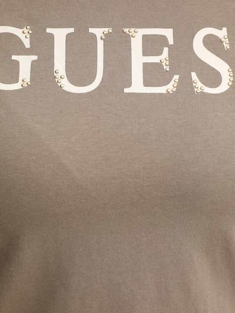 Guess t-shirt bawełniany CLELIA damski kolor beżowy V5BI10 I3Z14