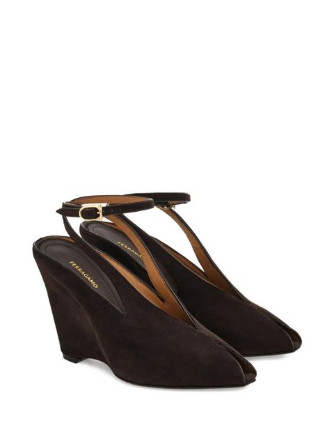 Ferragamo 90mm peep-toe wedge pumps - Brown - zdjęcie produktu nr 2