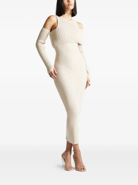 Manière De Voir knitted overlay midi dress - Neutrals