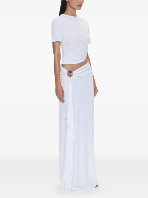 Christopher Esber quartz buckle cascade maxi skirt - White