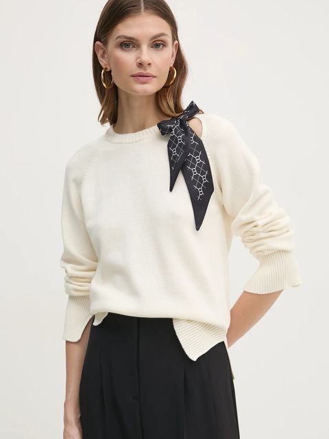 Twinset sweter z domieszką wełny damski kolor beżowy 251TP3210