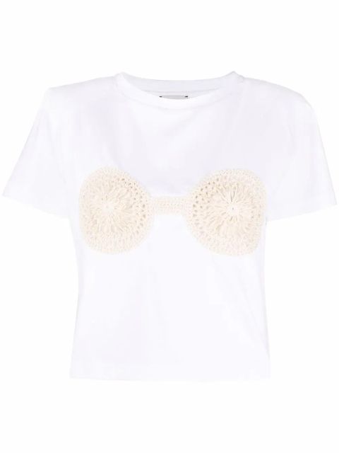Magda Butrym crochet-detailed cotton T-shirt - White - zdjęcie produktu nr 1