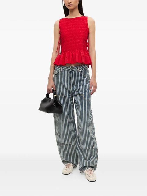 GANNI chambray seersucker top - Red