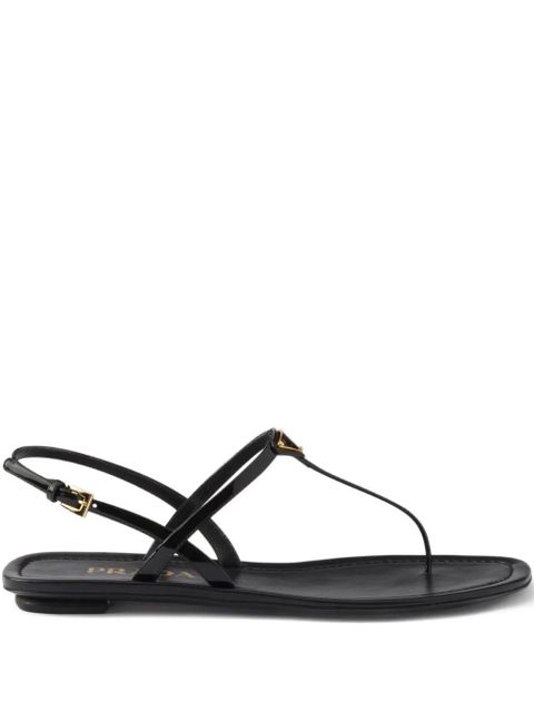 Prada triangle-logo patent-leather sandals - Black - zdjęcie produktu nr 1