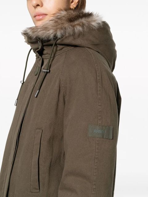 Yves Salomon shearling-trim hooded parka - Green