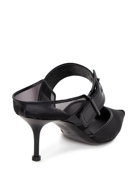 Alexander McQueen 65mm Punk buckled mesh mules - Black