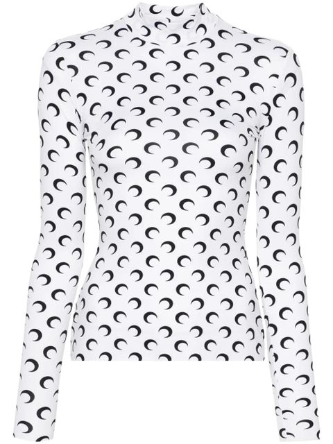 Marine Serre moon-print mock-neck T-shirt - White - zdjęcie produktu nr 1