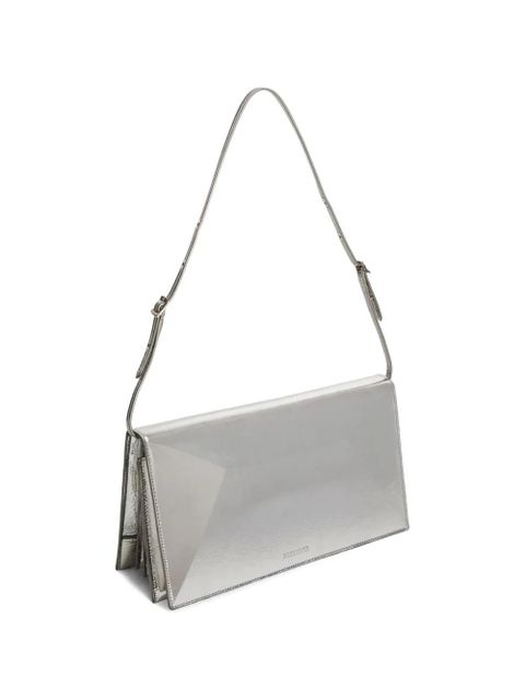 Jil Sander medium File laminated leather shoulder bag - Silver - zdjęcie produktu nr 1
