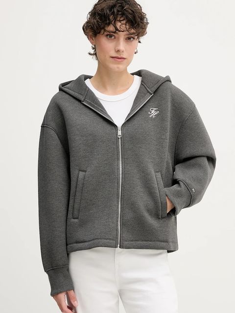 Tommy Hilfiger bluza damska kolor szary z kapturem gładka WW0WW46815 - zdjęcie produktu nr 1