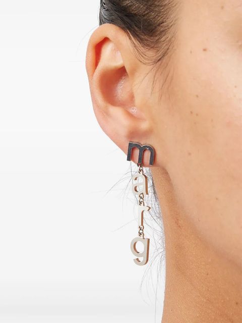 MM6 Maison Margiela Letter Logo earrings - Silver - zdjęcie produktu nr 2