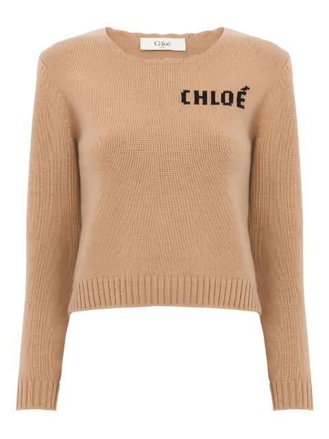 Chloé embroidered-logo sweater - Brown - zdjęcie produktu nr 1