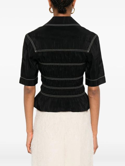 Nanushka smocked-detail shirt - Black