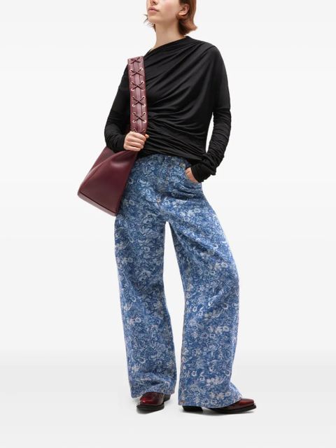 GANNI floral-print wide-leg jeans - Blue - zdjęcie produktu nr 2