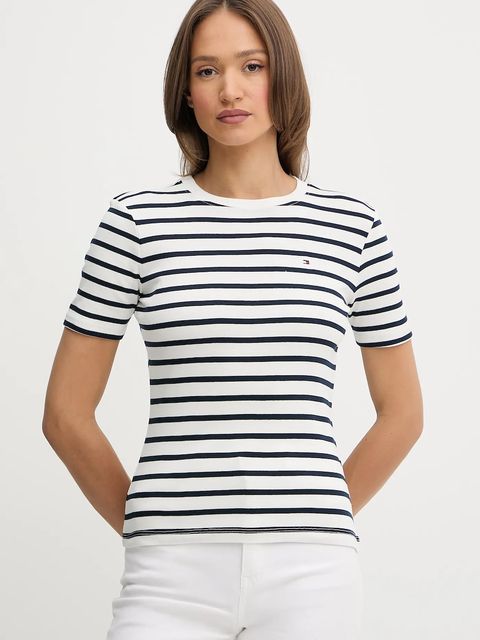 Tommy Hilfiger t-shirt bawełniany damski kolor niebieski WW0WW40587 - zdjęcie produktu nr 1