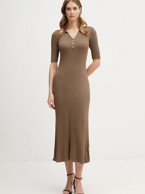 Tommy Hilfiger sukienka kolor zielony maxi dopasowana WW0WW48447 - zdjęcie produktu nr 1